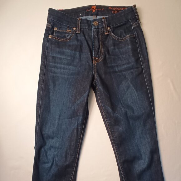 7 For All Mankind Jeans Size 24/0 The Mid Rise Ankle Skinny Dark Wash - Picture 2 of 11